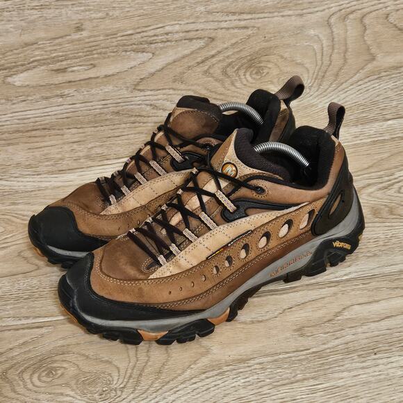 Merrell Pluse Smoke Mens Hiking Shoes Tan Leather Trail Boots Size 11.5 - Picture 1 of 9